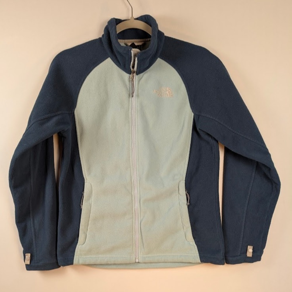The North Face Fleece Zip Up Jacket Womens SMALL Teal Blue Two-Toned